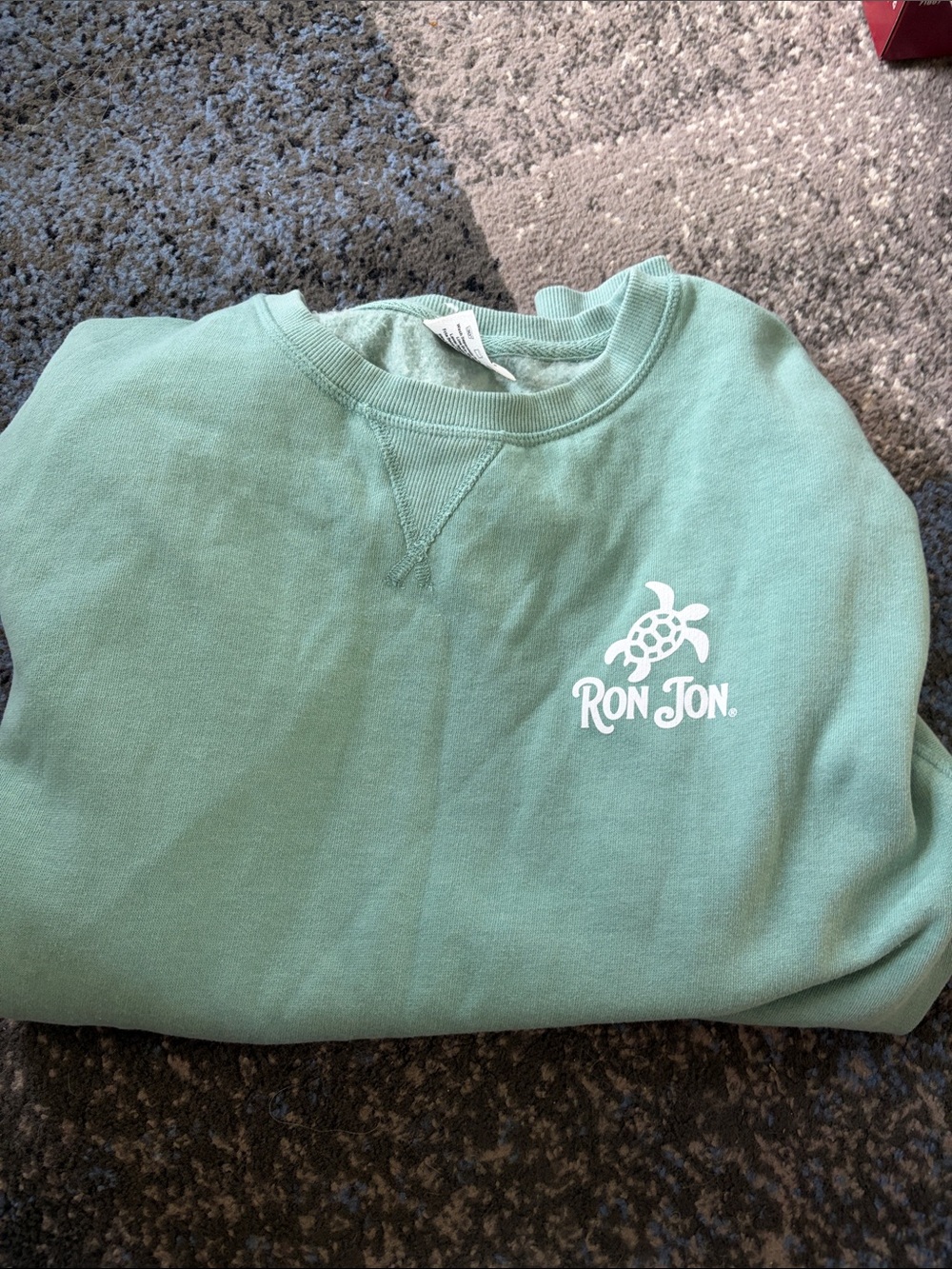 Ron Jon Seafoam Green Kids Sweatshirt with White Turtle Logo